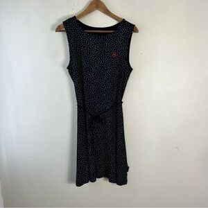 Holebrook Sweden Jennie Dress Size Medium Navy Polkadot Classic Tie Belt